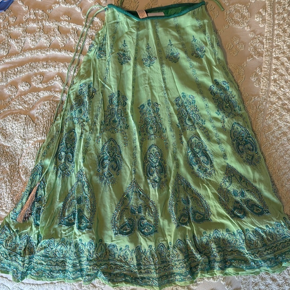 Soft Surroundings Green Long Flowing Skirt NWT (L9)